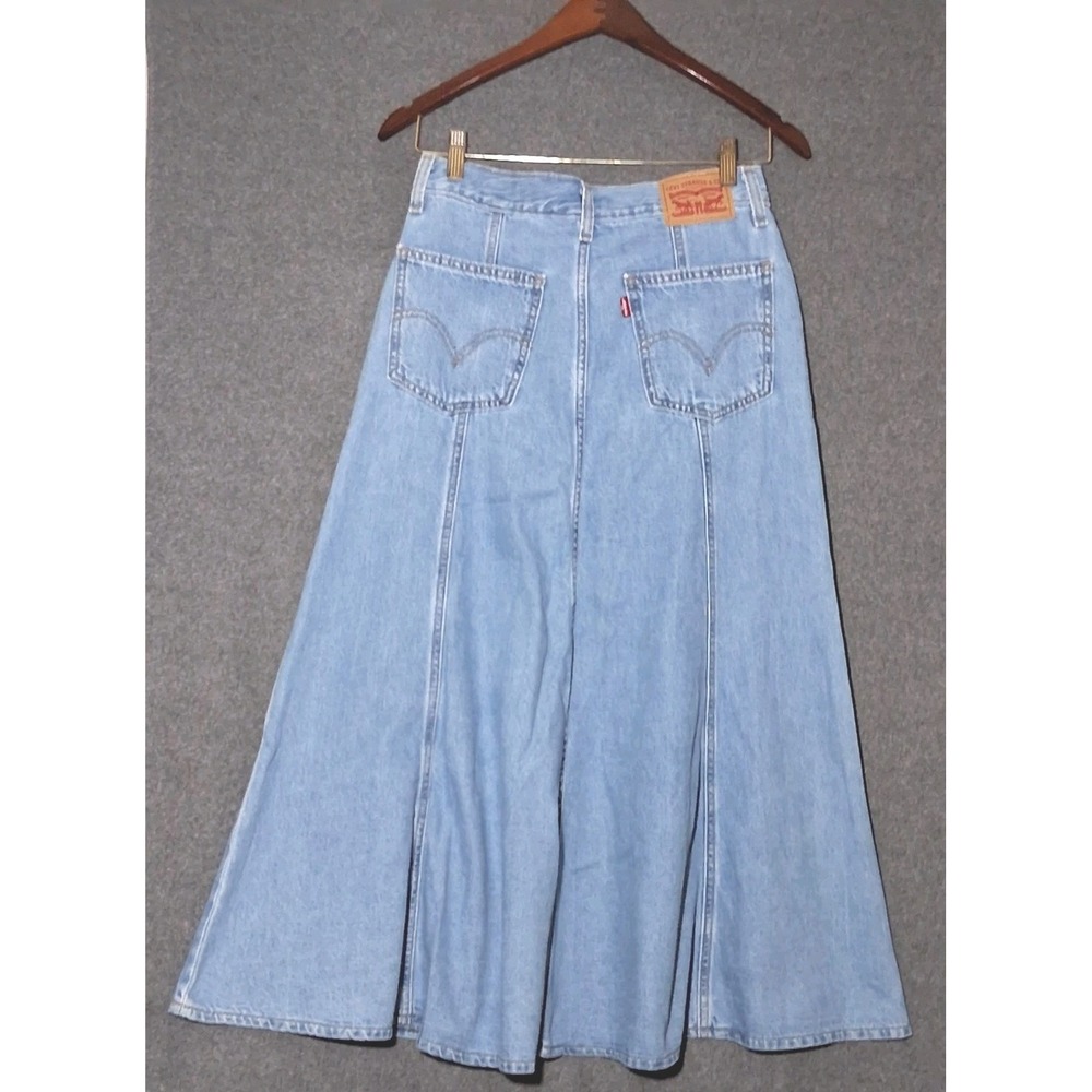 Levi's Fit and Flare Womens Denim Paneled Midi Skirt Size 26 Light  Blue Hippie - Picture 5 of 11